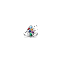 Sterling Silver Rhodium-plated Synthetic 6 Stone Mother's Ring