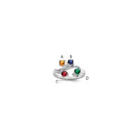 Sterling Silver Rhodium-plated Synthetic 4 Stone Mother's Ring