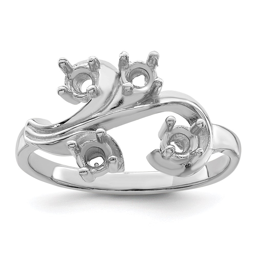 Sterling Silver Rhodium-plated Synthetic 4 Stone Mother's Ring
