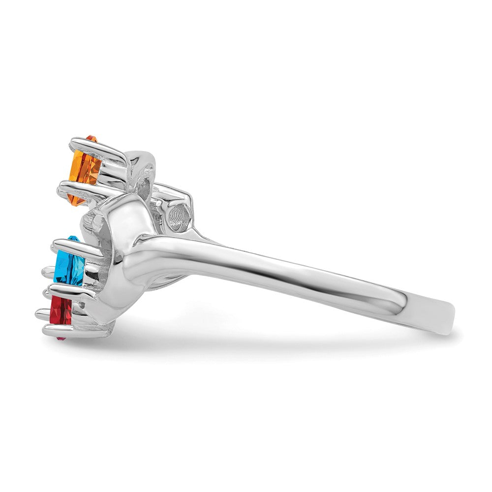 Sterling Silver Rhodium-plated Synthetic 5 Stone Mother's Ring