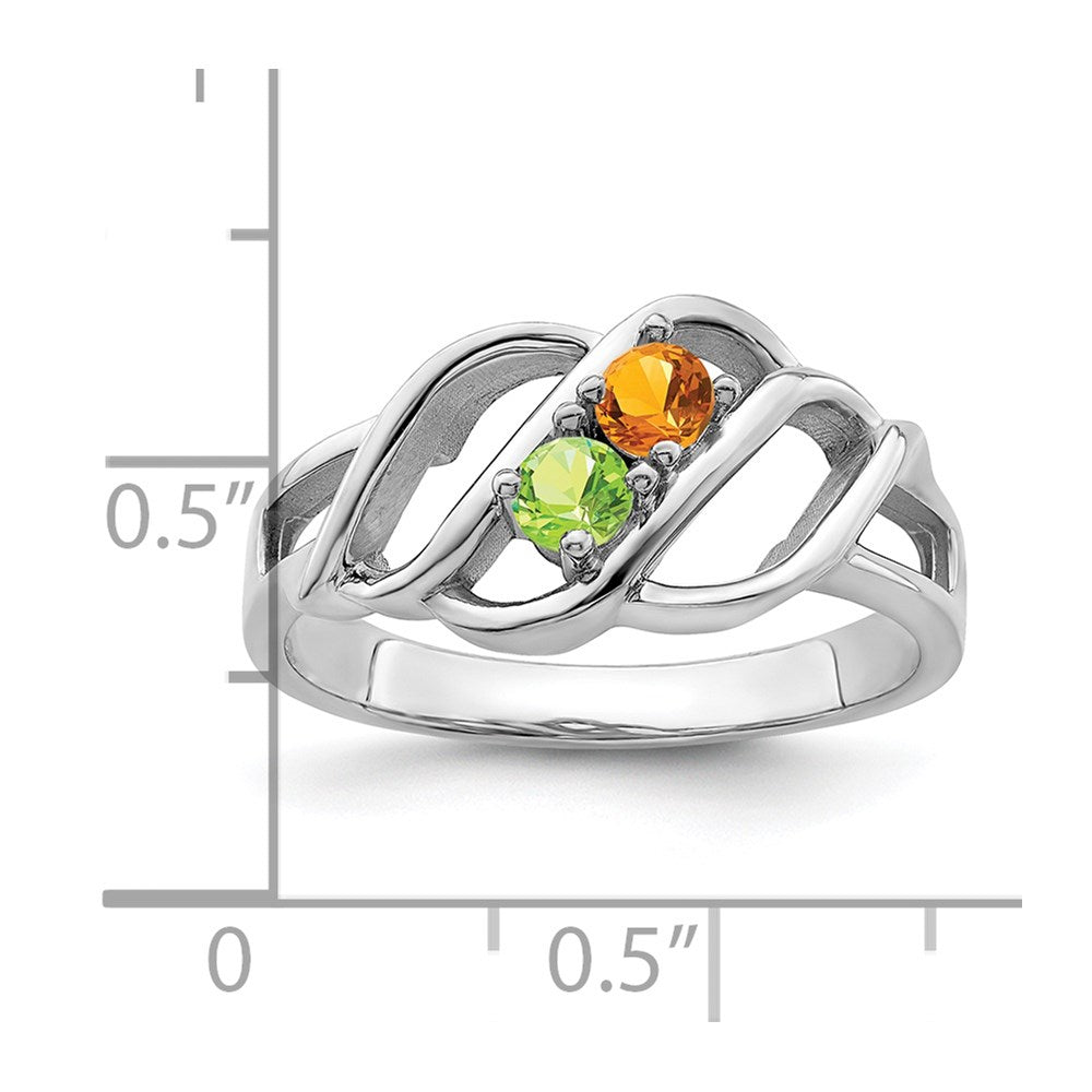 Sterling Silver Rhodium-plated family jewelry ring