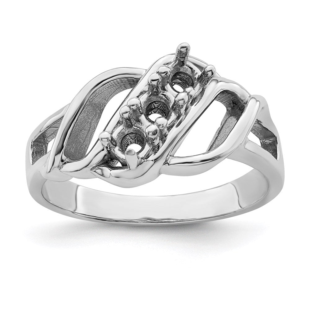 Sterling Silver Rhodium-plated Synthetic 3 Stone Mother's Ring