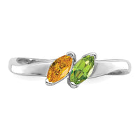 Sterling Silver Rhodium-plated Synthetic 2 Stone Mother's Ring