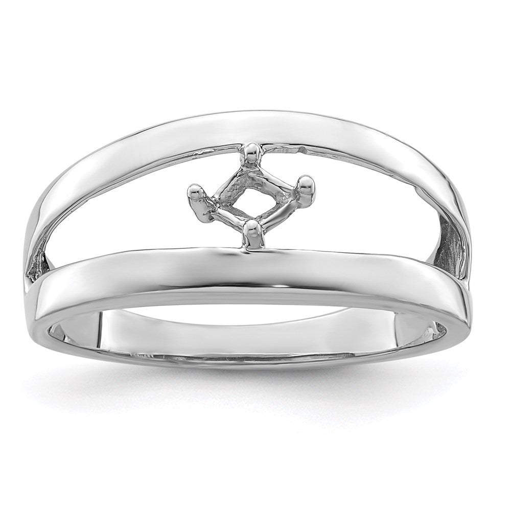 Sterling Silver Rhodium-plated Synthetic Single Stone Mother's Ring