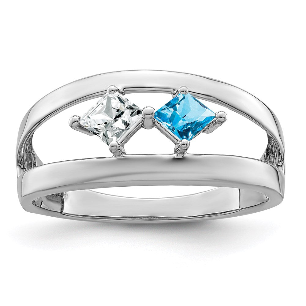 Sterling Silver Rhodium-plated Synthetic Family Jewelry Ring