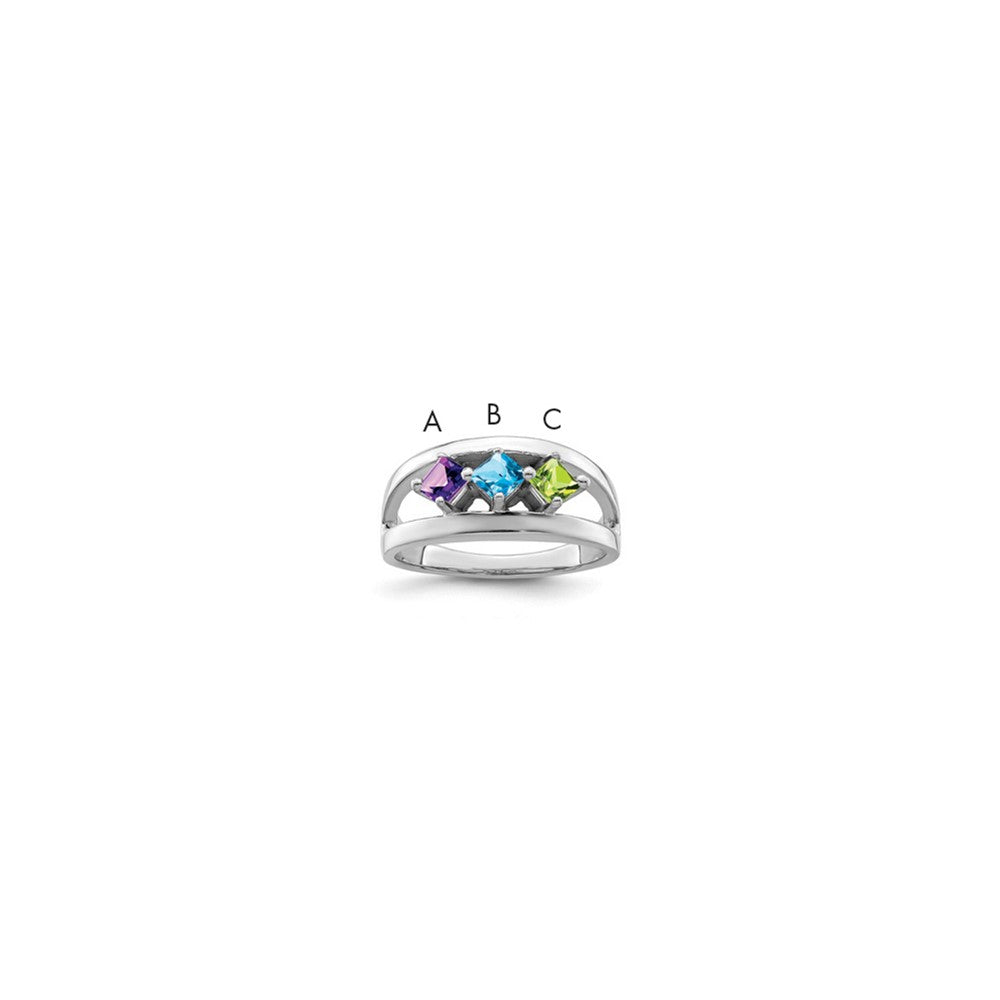 Sterling Silver Rhodium-plated Synthetic Family Jewelry Ring