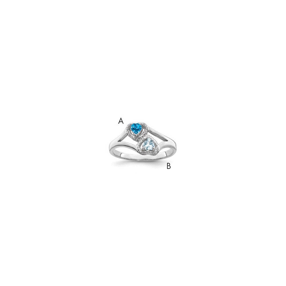 Sterling Silver Rhodium-plated Synthetic 2 Stone Mother's Ring
