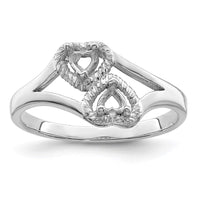 Sterling Silver Rhodium-plated Synthetic 2 Stone Mother's Ring