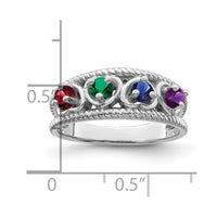 Sterling Silver Rhodium-plated Synthetic Family Jewelry Ring