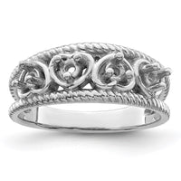 Sterling Silver Rhodium-plated Synthetic Family Jewelry Ring