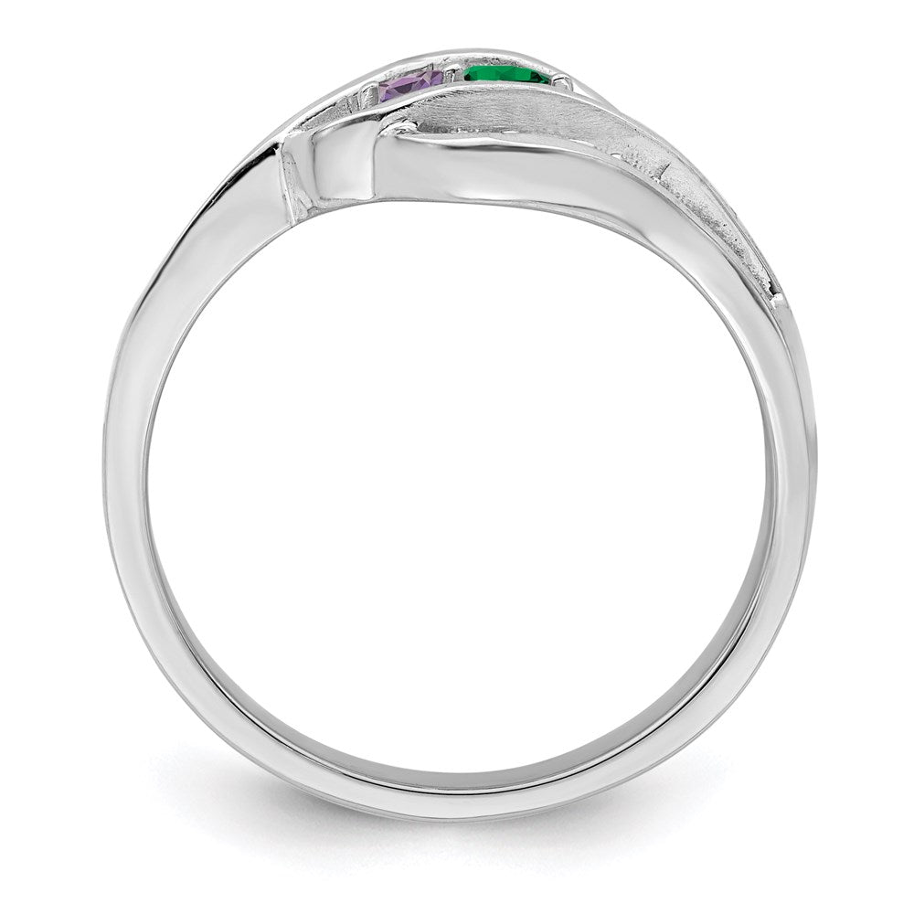 Sterling Silver Rhodium-plated Synthetic Family Jewelry Ring