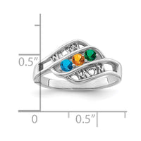 Sterling Silver Rhodium-plated Synthetic Family Jewelry Ring