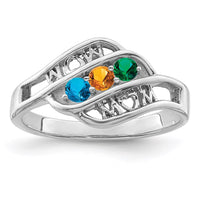 Sterling Silver Rhodium-plated Synthetic Family Jewelry Ring