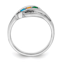 Sterling Silver Rhodium-plated Synthetic Family Jewelry Ring