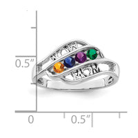 Sterling Silver Rhodium-plated Synthetic Family Jewelry Ring