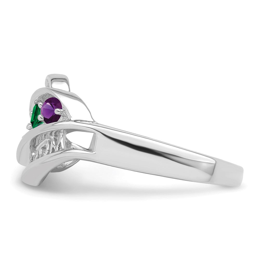 Sterling Silver Rhodium-plated Synthetic Family Jewelry Ring