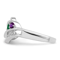 Sterling Silver Rhodium-plated Synthetic Family Jewelry Ring
