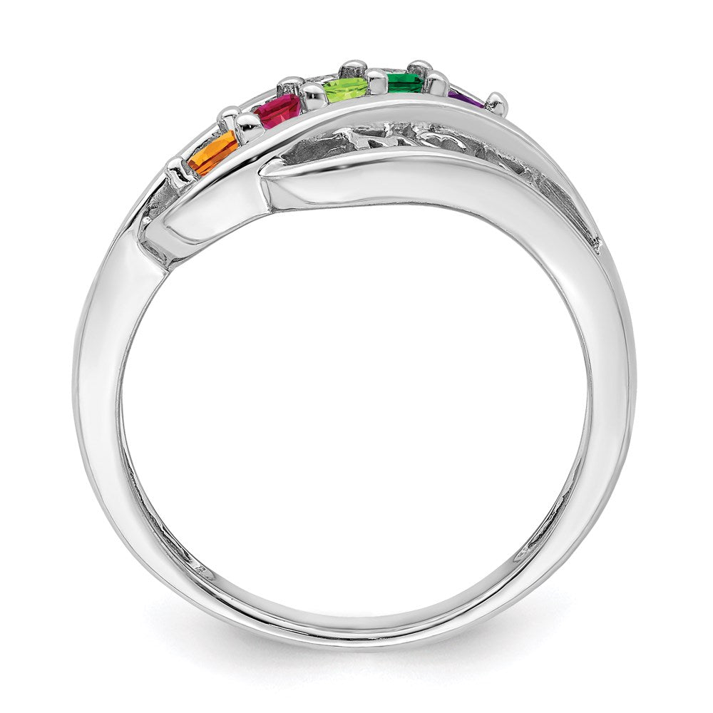 Sterling Silver Rhodium-plated Synthetic Family Jewelry Ring