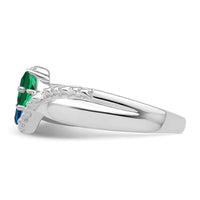Sterling Silver Rhodium-plated Synthetic 2 Stone Mother's Ring