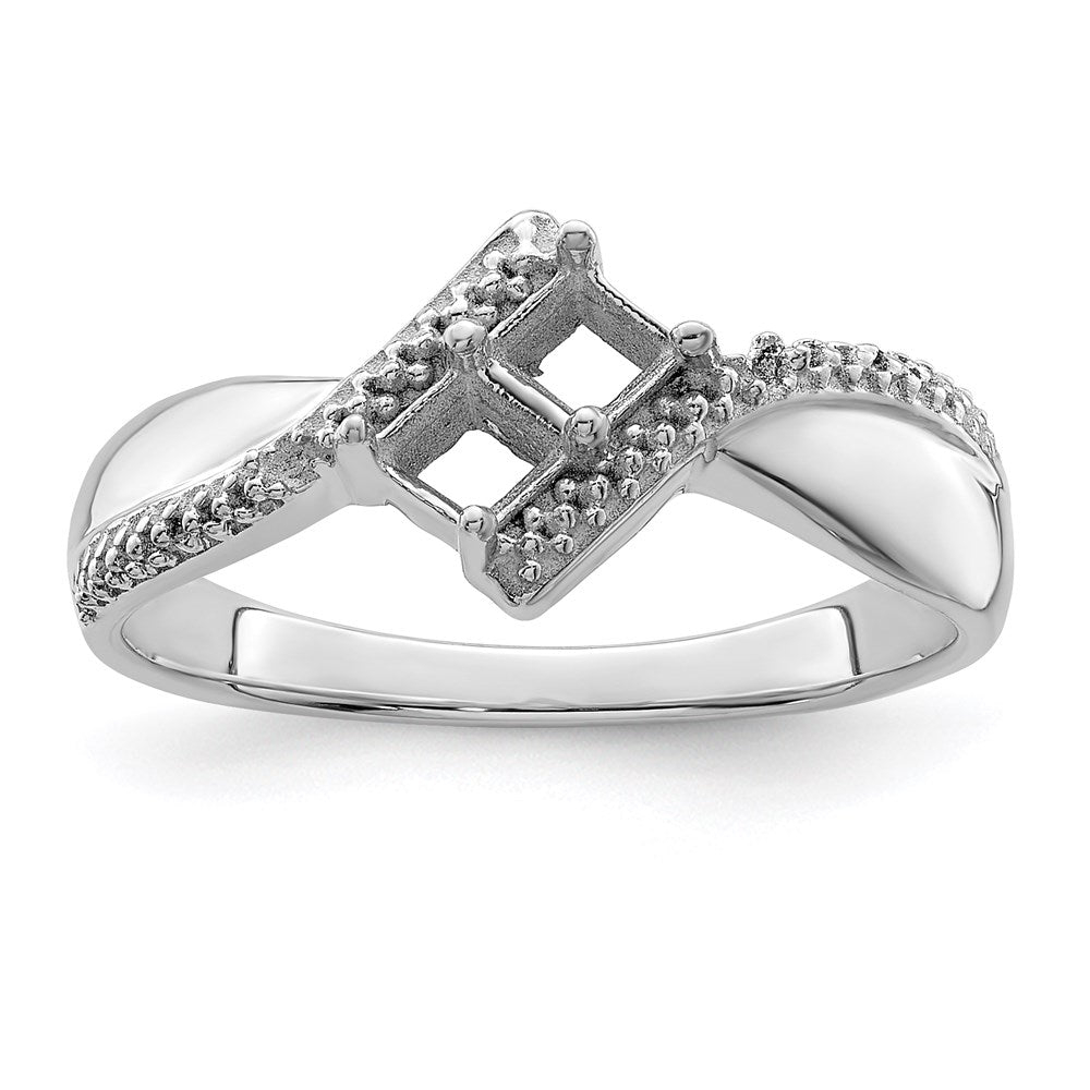 Sterling Silver Rhodium Diamond & Synthetic 2 Stone Mother's Ring