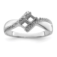 Sterling Silver Rhodium Diamond & Synthetic 2 Stone Mother's Ring
