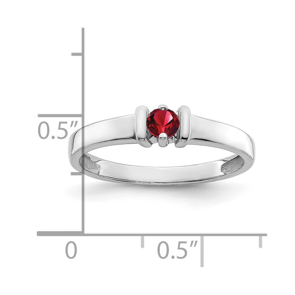 Sterling Silver Rhodium-plated Synthetic 1 Stone Mother's Ring