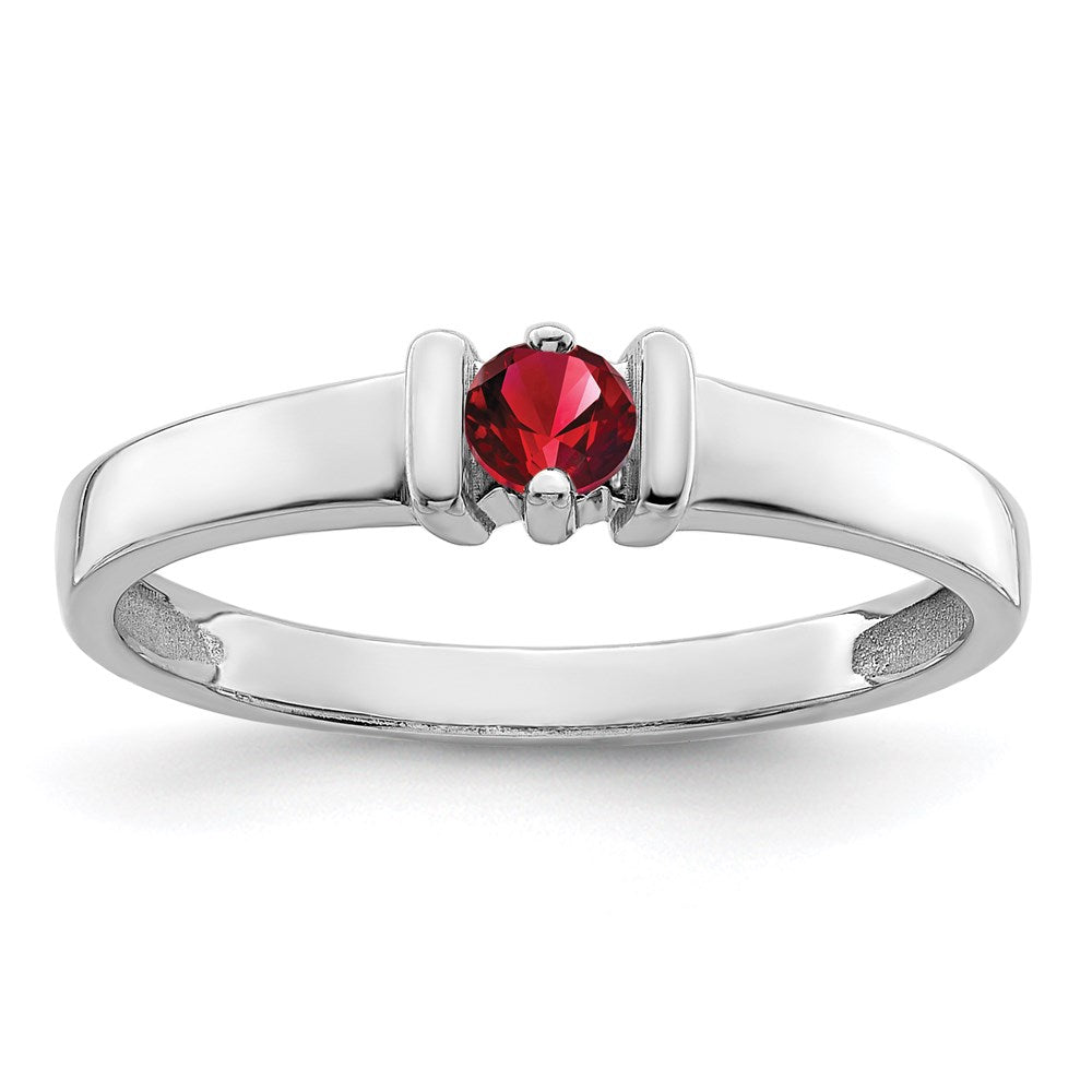 Sterling Silver Rhodium-plated Synthetic 1 Stone Mother's Ring