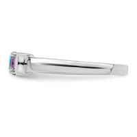 Sterling Silver Rhodium-plated Synthetic 2 Stone Mother's Ring