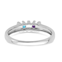 Sterling Silver Rhodium-plated Synthetic 2 Stone Mother's Ring