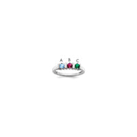 Sterling Silver Rhodium-plated Synthetic 3 Stone Mother's Ring