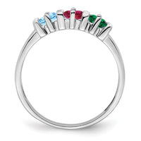 Sterling Silver Rhodium-plated Synthetic 3 Stone Mother's Ring