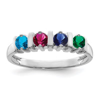 Sterling Silver Rhodium-plated Synthetic 4 Stone Mother's Ring