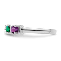 Sterling Silver Rhodium-plated Synthetic 5 Stone Mother's Ring