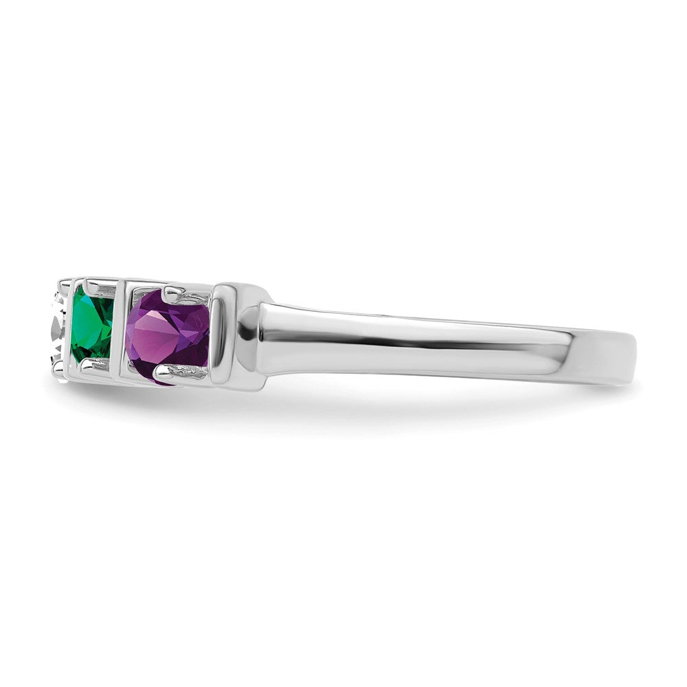 Sterling Silver Rhodium-plated Synthetic 5 Stone Mother's Ring