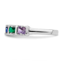 Sterling Silver Rhodium-plated Synthetic 6 Stone Mother's Ring