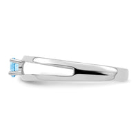Sterling Silver Rhodium-plated 3mm Synthetic family jewelry ring