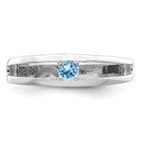 Sterling Silver Rhodium-plated 3mm Synthetic family jewelry ring