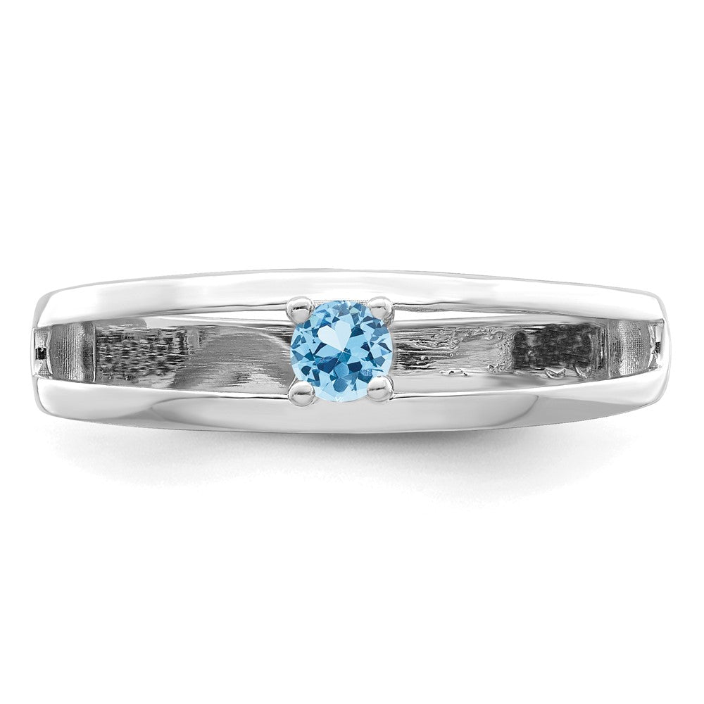 Sterling Silver Rhodium-plated 3mm Synthetic Family Jewelry Ring