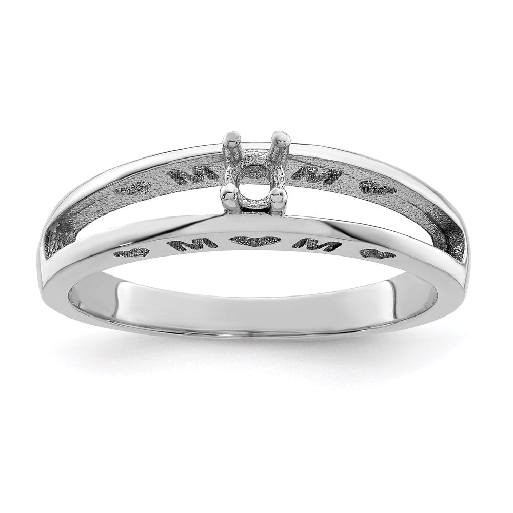 Sterling Silver Rhodium-plated 3mm Synthetic family jewelry ring