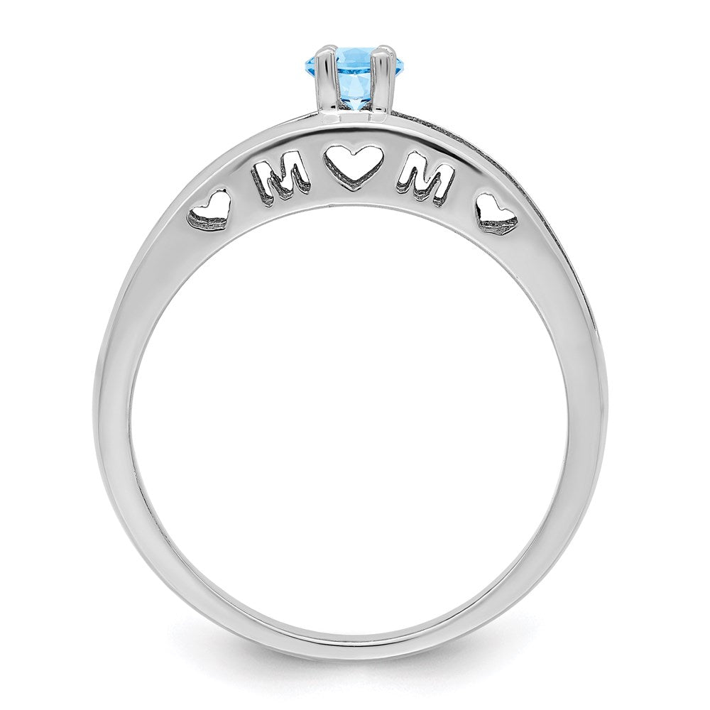 Sterling Silver Rhodium-plated 3mm Synthetic family jewelry ring