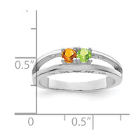 Sterling Silver Rhodium-plated 3mm Synthetic Family Jewelry Ring