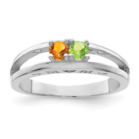 Sterling Silver Rhodium-plated 3mm Synthetic Family Jewelry Ring