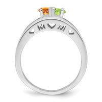 Sterling Silver Rhodium-plated 3mm Synthetic Family Jewelry Ring