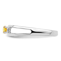 Sterling Silver Rhodium-plated 3mm Synthetic Family Jewelry Ring