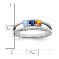 Sterling Silver Rhodium-plated 3mm Synthetic Family Jewelry Ring