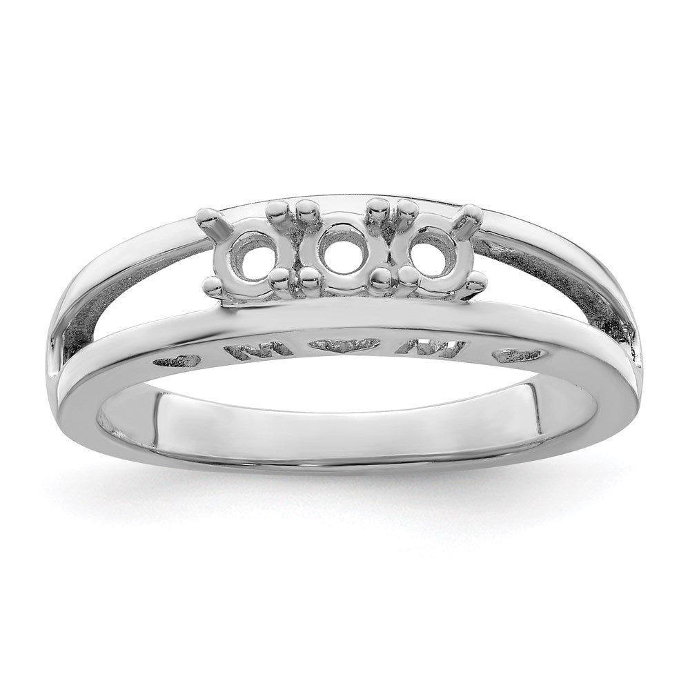Sterling Silver Rhodium-plated 3mm Synthetic family jewelry ring