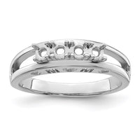 Sterling Silver Rhodium-plated 3mm Synthetic family jewelry ring