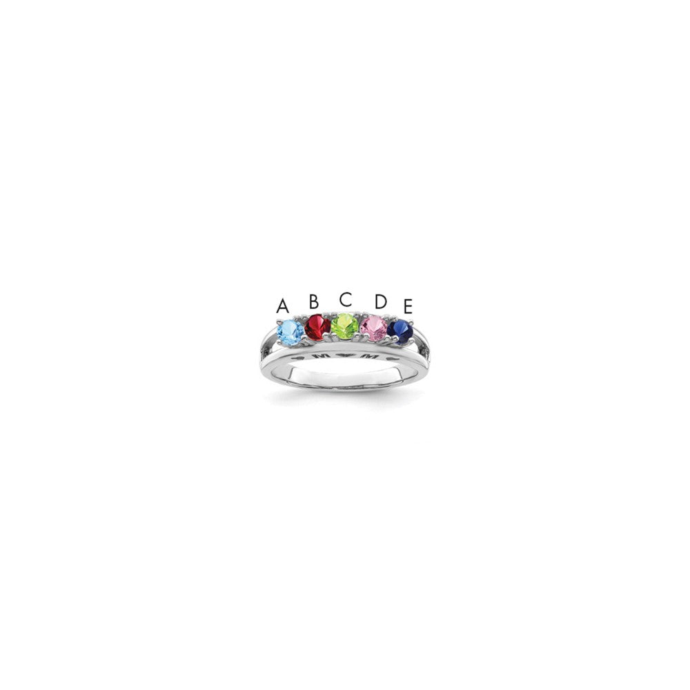 Sterling Silver Rhodium-plated 3mm Synthetic Family Jewelry Ring