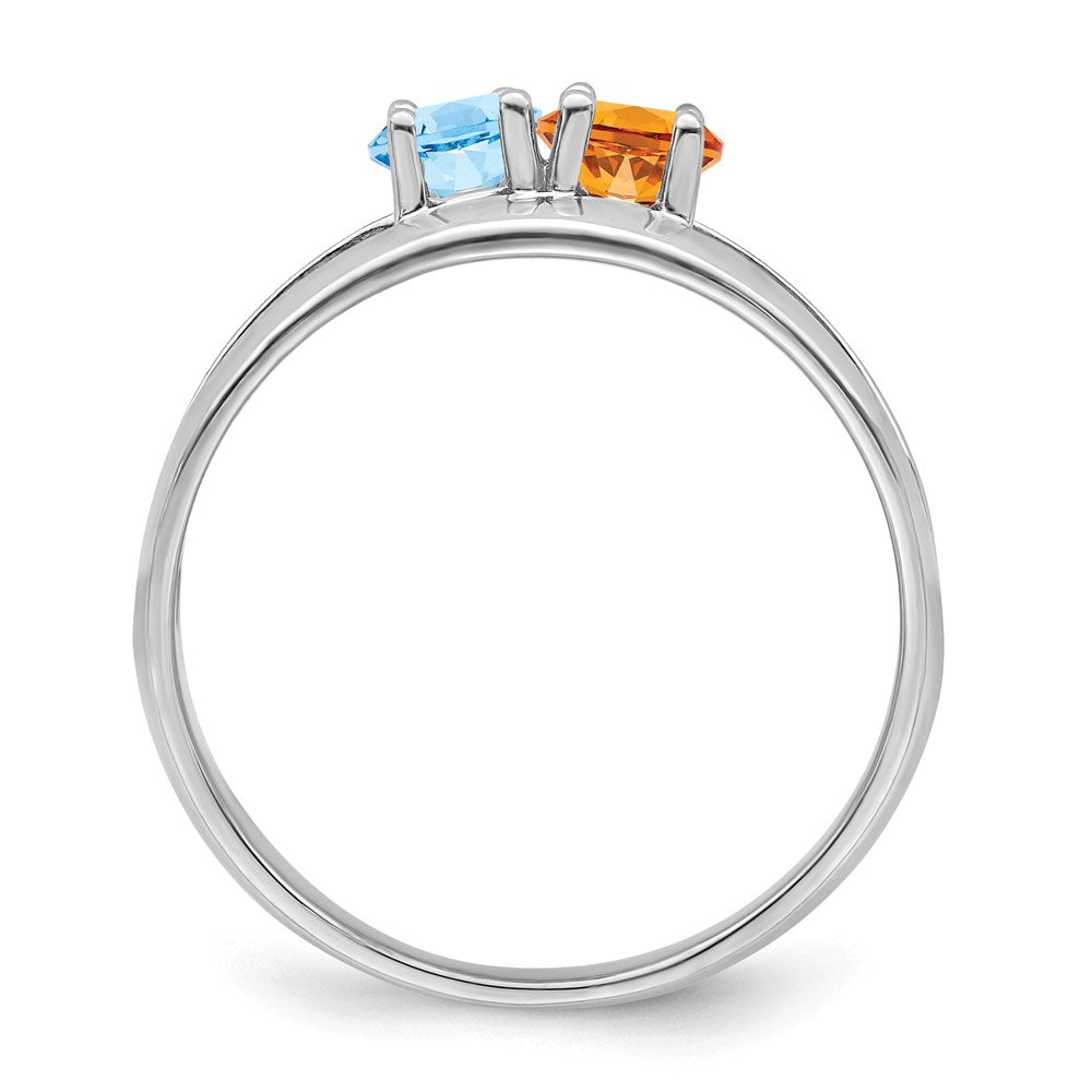 Sterling Silver Rhodium-plated Synthetic 2 Stone Mother's Ring