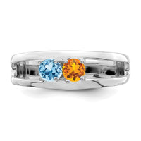 Sterling Silver Rhodium-plated Synthetic 2 Stone Mother's Ring